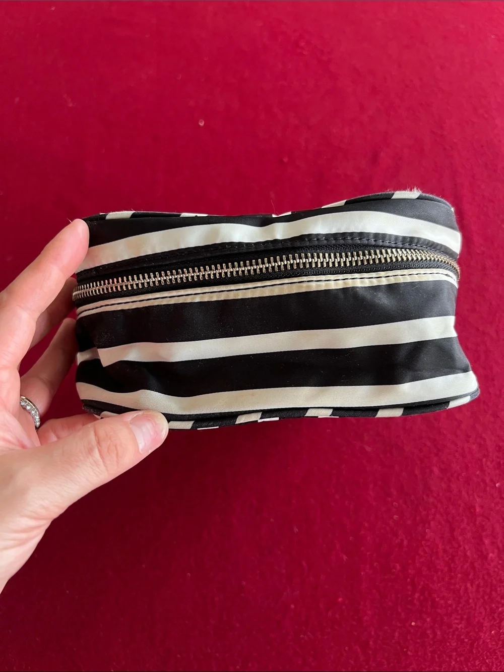 kate spade Black and White Striped Cosmetic Pouch